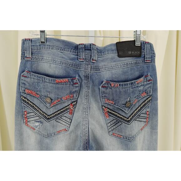CJ Black Premium Men's Bootcut Distressed Embroidered Pocket Trim Jeans SZ 32X32 - Picture 10 of 16